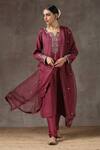Buy_Kanika Sharma_Maroon Satin, Silk, Tussar Embroidered Kurta Set _at_Aza_Fashions