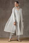 Buy_Kanika Sharma_Grey Satin, Silk, Tussar Embroidered Kurta Set _at_Aza_Fashions