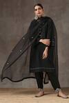 Buy_Kanika Sharma_Black Satin, Silk, Tussar Embroidered Kurta Set _at_Aza_Fashions