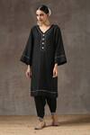 Kanika Sharma_Black Satin, Silk, Tussar Embroidered Kurta Set _Online_at_Aza_Fashions