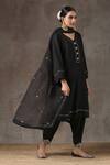 Buy_Kanika Sharma_Black Satin, Silk, Tussar Embroidered Kurta Set _Online_at_Aza_Fashions