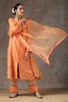 Buy_Kanika Sharma_Orange Satin, Silk, Tussar Embroidered Kurta Set_at_Aza_Fashions