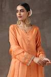 Shop_Kanika Sharma_Orange Satin, Silk, Tussar Embroidered Kurta Set_Online_at_Aza_Fashions