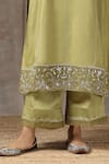 Kanika Sharma_Green Satin, Silk, Tussar Embroidered Kurta Set _at_Aza_Fashions
