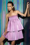 Buy_Kangana Trehan_Purple Satin Taffeta Layered Dress_Online_at_Aza_Fashions