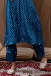 Buy_Label Kinjal Modi_Blue Cotton Silk Bandhani V Neck Print Tunic And Pant Set _Online_at_Aza_Fashions