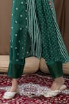 Buy_Label Kinjal Modi_Green Cotton Silk Bandhani Collared Neck Side Tie Up Tunic And Pant Set _Online_at_Aza_Fashions