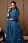 Label Kinjal Modi_Blue Cotton Silk Printed Bandhani Round Anarkali And Pant  _Online_at_Aza_Fashions