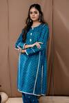 Label Kinjal Modi_Blue Cotton Silk Bandhani Round Kurta And Salwar Set _Online_at_Aza_Fashions