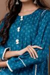 Buy_Label Kinjal Modi_Blue Cotton Silk Bandhani Round Kurta And Salwar Set _Online_at_Aza_Fashions