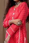 Buy_Label Kinjal Modi_Peach Cotton Silk Bandhani Round Print Kurta And Salwar Set _Online_at_Aza_Fashions