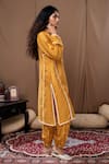 Shop_Label Kinjal Modi_Yellow Cotton Silk Printed Bandhani Round Kurta And Salwar Set  _at_Aza_Fashions