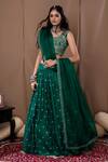 Buy_Label Kinjal Modi_Green Cotton Silk Printed Bandhani U Neck Lehenga Set _at_Aza_Fashions