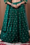 Buy_Label Kinjal Modi_Green Cotton Silk Printed Bandhani Bustier U-neck Cape Lehenga Set With _Online_at_Aza_Fashions