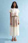 Buy_Manan_White Colorblock Linen Crop Top_Online_at_Aza_Fashions