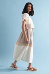 Manan_White Colorblock Linen Crop Top_Online_at_Aza_Fashions