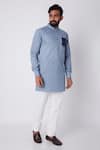 Buy_Spring Break_Blue Cotton Printed Kurta _at_Aza_Fashions