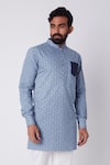 Spring Break_Blue Cotton Printed Kurta _Online_at_Aza_Fashions