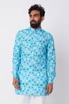 Spring Break Blue Rayon Printed Kurta Online at Aza Fashions Spring Break_Blue Rayon Printed Kurta _Online_at_Aza_Fashions