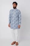 Buy_Spring Break_Blue Cotton Printed Kurta _at_Aza_Fashions