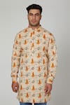 Spring Break_Beige Cotton Printed Kurta _Online_at_Aza_Fashions