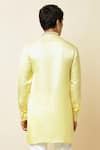 Shop_Spring Break_Yellow Linen Satin Embroidered Kurta _at_Aza_Fashions