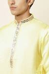 Spring Break_Yellow Linen Satin Embroidered Kurta _at_Aza_Fashions