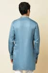 Shop_Spring Break_Blue Linen Satin Embroidered Kurta_at_Aza_Fashions