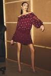 Kangana Trehan_Maroon Silk Chiffon Embellished Dress_Online_at_Aza_Fashions