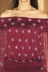 Kangana Trehan_Maroon Silk Chiffon Embellished Dress_at_Aza_Fashions