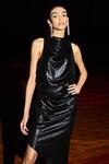 Kangana Trehan_Black Asymmetric Metallic Dress_at_Aza_Fashions