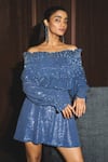 Buy_Kangana Trehan_Blue Georgette Sequin Embellished Dress_Online_at_Aza_Fashions