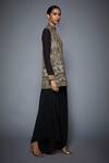 Buy_RI.Ritu Kumar_Black Viscose Mandarin Collar Printed Kurta _Online_at_Aza_Fashions