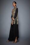 Shop_RI.Ritu Kumar_Black Viscose Mandarin Collar Printed Kurta _Online_at_Aza_Fashions