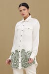 Buy_Kartikeya India_White Linen Satin Blend Embroidery Collared Neck Shirt  _at_Aza_Fashions