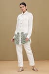 Buy_Kartikeya India_White Linen Satin Blend Embroidery Collared Neck Shirt  _Online_at_Aza_Fashions