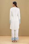 Shop_Kartikeya India_White Linen Satin Blend Embroidery Round Kurta And Pant Set For Women_at_Aza_Fashions