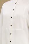Kartikeya India_White Linen Satin Blend Embroidery Mandarin Collar Shirt _at_Aza_Fashions