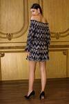 Shop_Kangana Trehan_Blue Georgette Off Shoulder Sequin Embellished Dress_at_Aza_Fashions