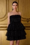 Buy_Kangana Trehan_Black Tulle Straight Embellished Bandeau Dress  _at_Aza_Fashions