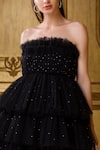 Shop_Kangana Trehan_Black Tulle Straight Embellished Bandeau Dress  _Online_at_Aza_Fashions