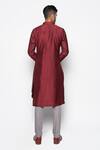 Shop_Amaare_Maroon Wool Bend Asymmetric Kurta And Pant Set  _at_Aza_Fashions