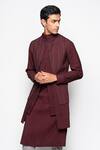 Buy_Amaare_Maroon Wool Bend Layered Kurta And Pant Set  _at_Aza_Fashions