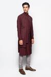 Amaare_Maroon Wool Bend Layered Kurta And Pant Set  _Online_at_Aza_Fashions