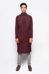 Buy_Amaare_Maroon Wool Bend Layered Kurta And Pant Set  _Online_at_Aza_Fashions