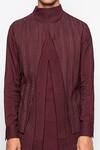 Amaare_Maroon Wool Bend Layered Kurta And Pant Set  _at_Aza_Fashions