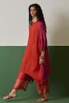 Shop_Medha_Orange Habutai Silk Bandhani And Hand Round Kurta  _at_Aza_Fashions