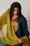 Buy_Medha_Blue Chanderi Blend Bandhani And Embroidery Mirror Work Tie Dye Kurta  _Online_at_Aza_Fashions