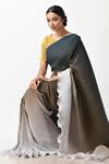 Shop_Kiran Uttam Ghosh_Beige Ombre Saree With Pleated Blouse_at_Aza_Fashions