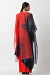 Shop_Kiran Uttam Ghosh_Blue Organza Batik Motifs V-neck Print Cape _at_Aza_Fashions